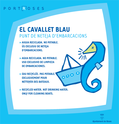 « Cavallet Blau » point de nettoyage des bateaux avec de l'eau recyclée. 30/03/2023